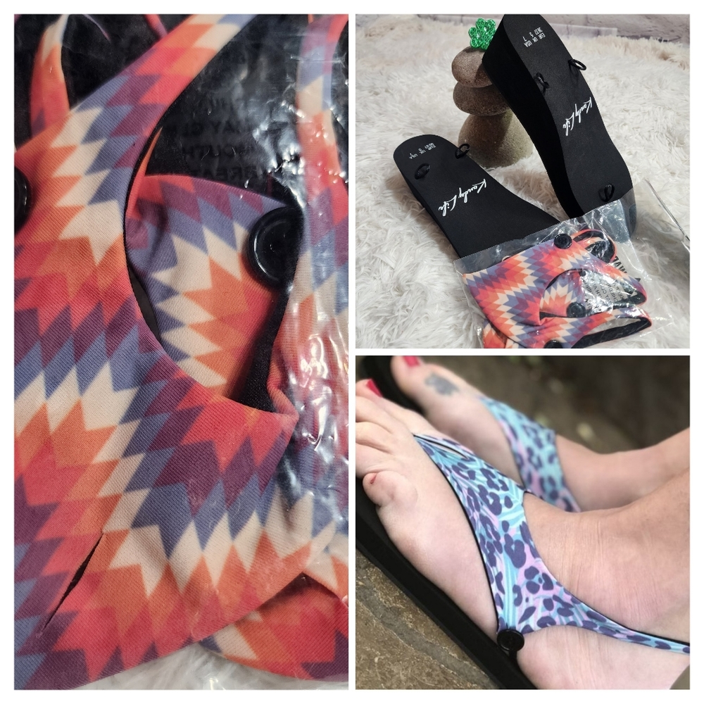 Kandy Life Interchangeable Wedge Sandals Soft Fabric Womens Size 7